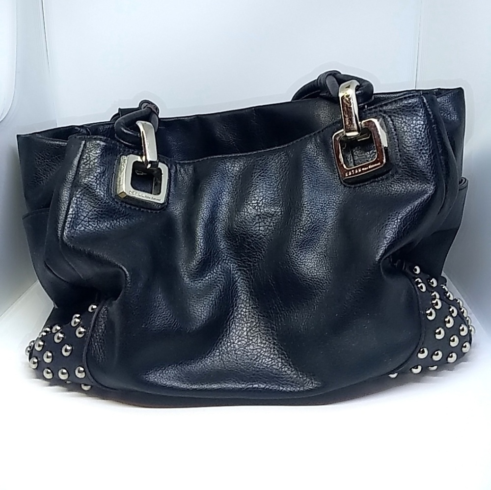 Kathy Van Zeeland Black Tote Bag w/ Silver Studs
